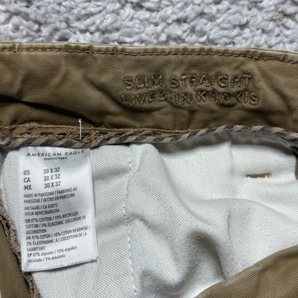 American Eagle Pants Mens 30 x 32 Slim Straight Lived In Khaki Flex Old Money - Picture 3 of 5